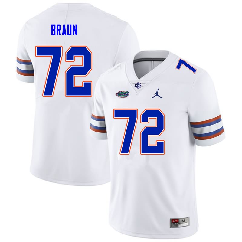 NCAA Florida Gators Josh Braun Men's #72 Nike White Stitched Authentic College Football Jersey NJK2664IT